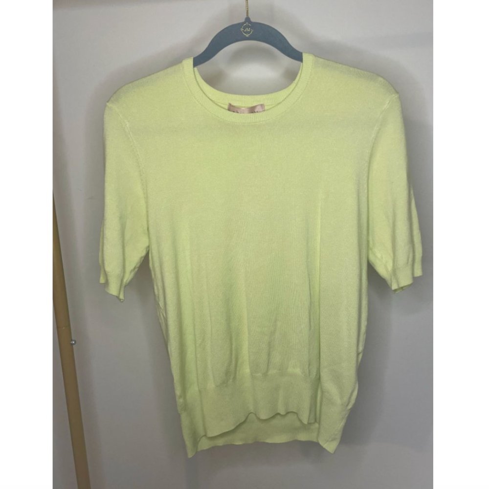 NWT Philosophy Republic Clothing Yellow Crewneck Short Sleeve Casual Sweater L